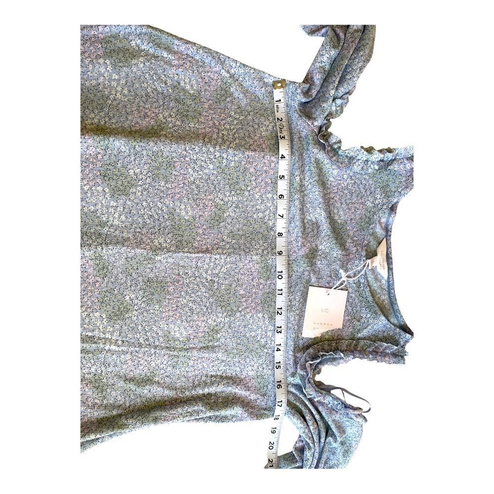 LC Lauren Conrad Sz S Semi Sheer Floral Blouse Top Sleeve NWT - Picture 3 of 6